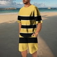 thumbnail image 1 of NTACZA Crew Neck 2 Pieces Shorts Set Men Striped Short Sleeve Tracksuits Breathable Men's Athletic Sweatsuits 3XL, 1 of 7