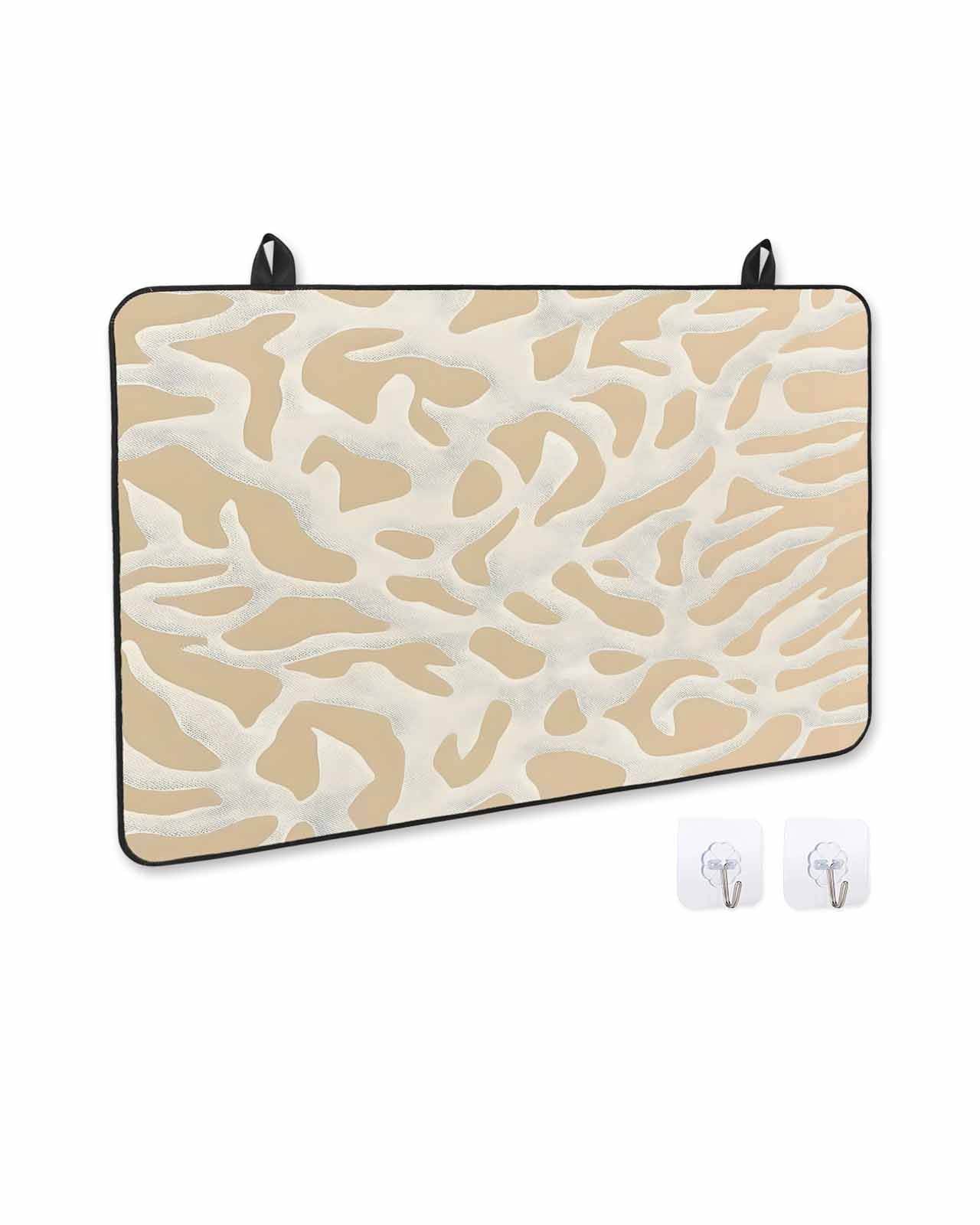 nqOlkjepod Large Induction Cooktop Protector Mat 36"x21", Beige Geometric Stove Top Covers for Electric Stove, Modern Color Block Abstract Decorative Stove Burner Cover Mats, Glass Top Stove Cover