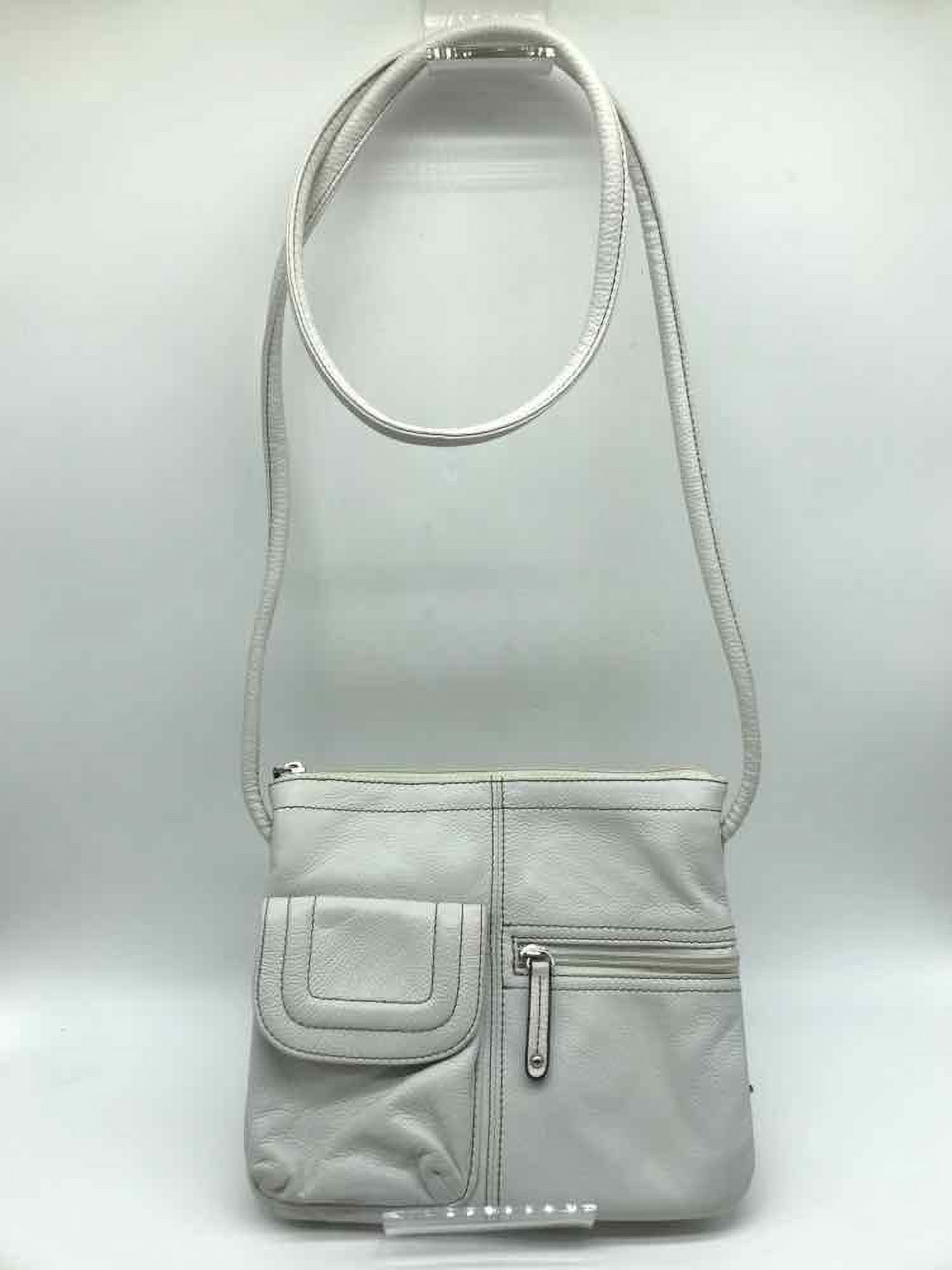Tignanello White Leather Handbag Purse Pocketbook Buckles Pebbled Lined  Pockets | eBay