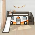 thumbnail image 2 of Low Bunk With Stairs, Easy Slide & Orange Camper Van Curtain, Clay, 2 of 10