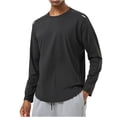 thumbnail image 3 of Men's Long Sleeve T-Shirt Nylon Spandex Quick Dry Running Top Athletic Training Shirt Moisture Wicking Workout Tee Breathable Gym Fitness Casual | Zenithor,Black 2XL, 3 of 9