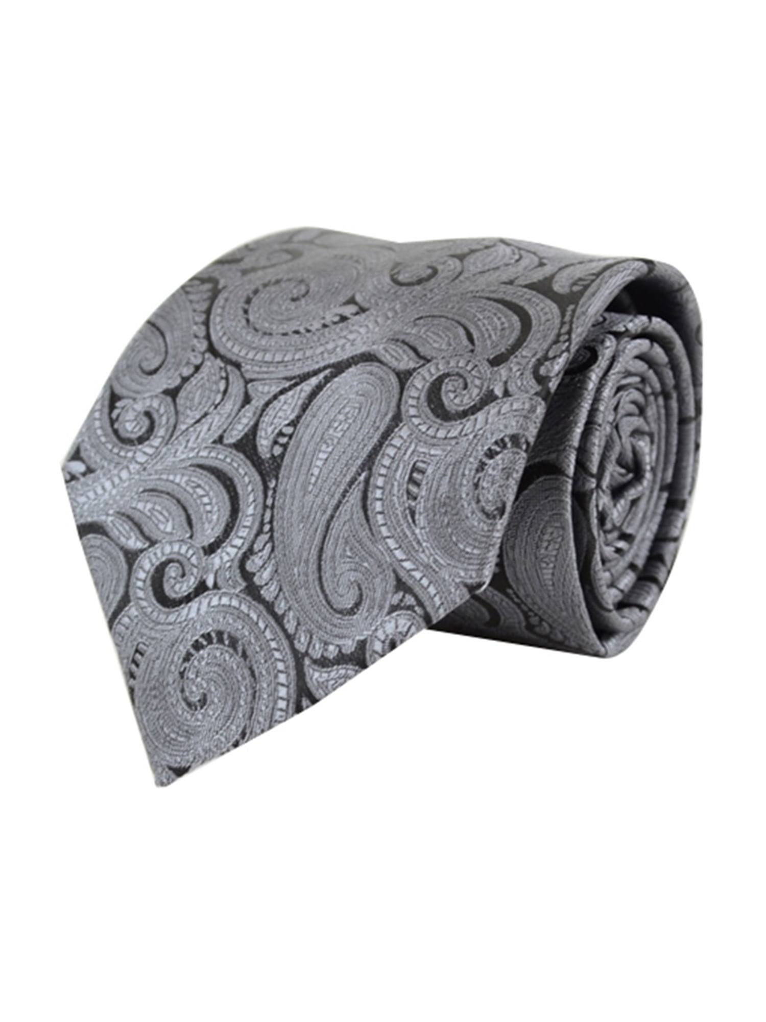 Men's Dark Gray Charcoal Paisley Microfiber Woven Wedding Neckties ...