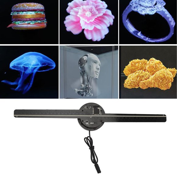 42cm 3D Hologram Fan, 170 Wide Angle Hologram Advertising Fan Led Ceiling Skylight Night Light Projector WiFi Projector Advertising Display Fan For Shop, Bar,Casino, Party
