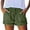 Dark Green -CQ17, variant on Women Casual Denim Shorts Elastic Waist Drawstring Distressed Ripped Double Pockets Cuffed Hem Summer Shorts Wine M