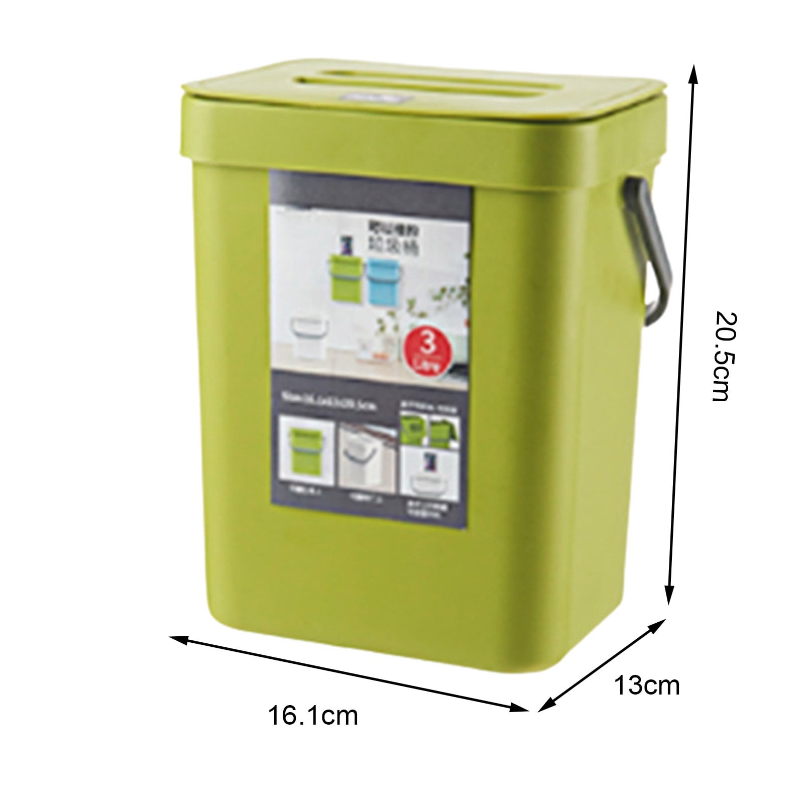 Callipe Kitchen Trash Can Hanging Organic Waste Bin Large Capacity Compact Design Bathroom Garbage Bin Container with Lid