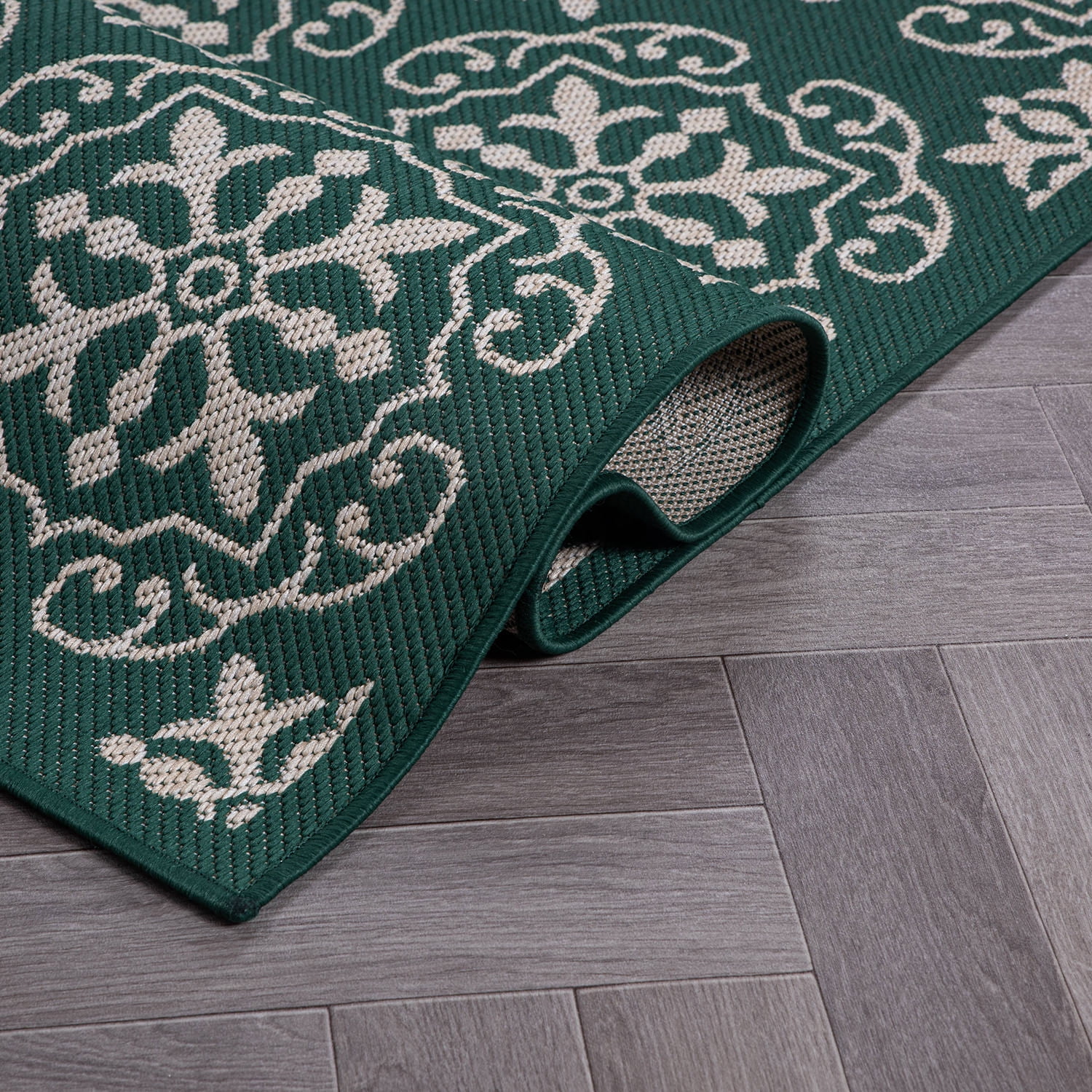 World Rug Gallery Transitional Geometric Textured Flat Weave Indoor/Outdoor Area Rug - GREEN 5' X 7'