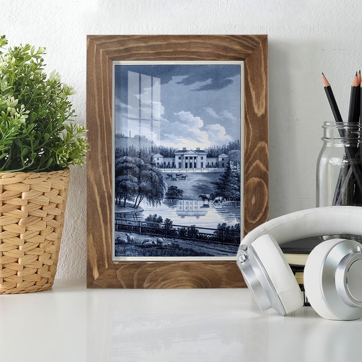 Estate View I -Framed Print w/glass-Walnut