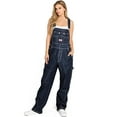 thumbnail image 4 of Revolt Women's Juniors Baggy Straight Leg Twill Overalls (20, Dark Denim), 4 of 4