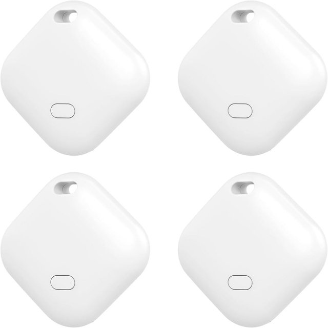Dsseng Traceur de Clés pour Portefeuille Fonctionne avec Apple Find My (iOS Seulement) Batterie Remplaçable Résistant à l'Eau Bluetooth Localisateur d'Articles pour Sacs Bagages Animaux de Compagnie et Sac à Dos Blanc