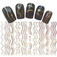 thumbnail image 3 of 1 Sheet Gold Silver 3D Nail Sticker Geometric Stripe Wave Lines Strip Tips Manicure Adhesive Transfer Sticker Xingzhi, 3 of 3