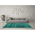 thumbnail image 3 of Ahgly Company Machine Washable Indoor Round Abstract Turquoise Blue Contemporary Area Rugs, 5' Round, 3 of 4