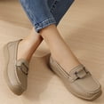 thumbnail image 5 of Domzle Women's Comfortable Faux Leather Penny Loafers Slip On Business Casual Dress Shoes Lightweight Office Work Flats Everyday Walking Shoes for Women Khaki, 5 of 7
