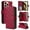 Wine red, variant on For Apple iPhone 15 Plus / 14 Plus Wallet Case Magnetic Flip Cover 9-Card Slots Zipper Pocket With Detachable Shoulder Strap And Wrist Strap,Wine red