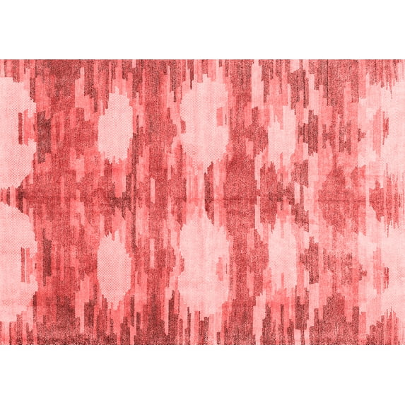 Ahgly Company Indoor Rectangle Abstract Red Contemporary Area Rugs, 2' x 4'
