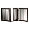 32" Highlander - 3 Panel Walk Through Free Standing Wood Pet Gate - Mahogany
