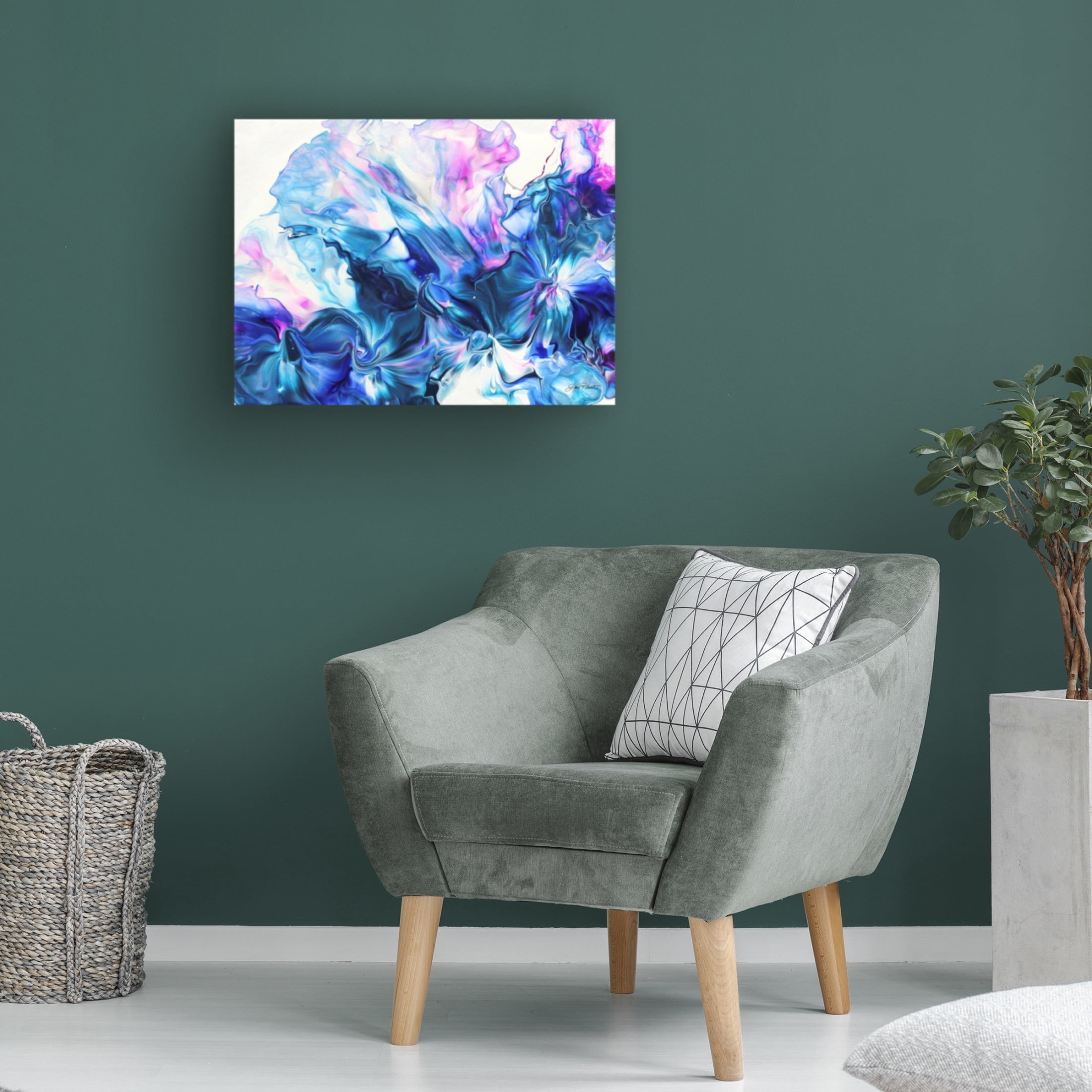 Canvas Wall Art - Jean Plout 'Abstract Pouring H' Wall Art for Living Room, Bedroom, or Office Décor by Trademark Fine Art - 47 x 35 Inches