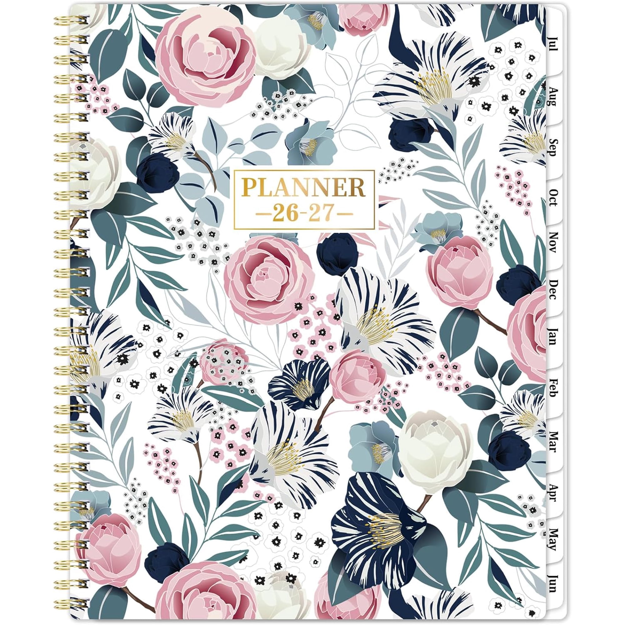 Planner 2026-2027 - Academic Planner 2026-2027 Jul. 2026 - Jun. 2027 Weekly and Monthly with Tabs 26-27 Calendar Planner 9 x 11 Back Pocket + Thick Paper + Twin-Wire Binding - Petunia