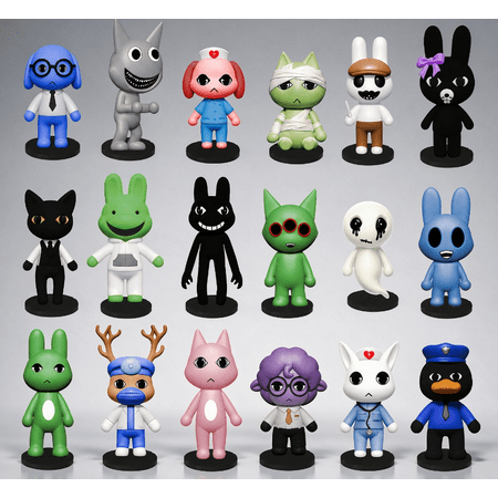 18PC Animal Hospital Action Figures Cute Cartoon-Inspired Desk Decor Collectible Toy With Detailed Vivid Graphic Print For Desktop Home Decoration Figurine