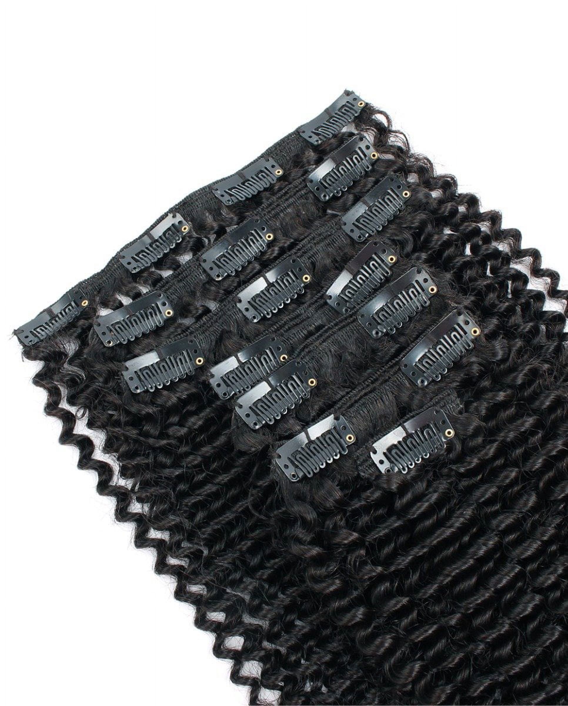 Curly Clip in Hair Extensions 100% Remy Human Hair Thick Hair Kinky Curly Clip ins 120g 1B# Natural Black 16 Inches