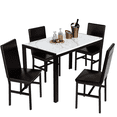 thumbnail image 2 of Baxluxe Marble Dining Table Set for 4, 47.2 Inch Rectangle Kitchen Table and Chairs Set, Faux Marble Dining Table with 4 Leather Dining Chairs, 5 Pieces Dinette Set for Breakfast Nook, White+Black, 2 of 7