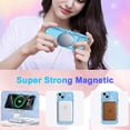 thumbnail image 6 of Designed for iPhone 15 Magnetic Phone Case,Compatible with Mag-safe,Cute Curly Wave Frame Design,Sparkly Bling Glitter Shockproof Anti-fall Rugged Transparent Phone Case,Blue, 6 of 7