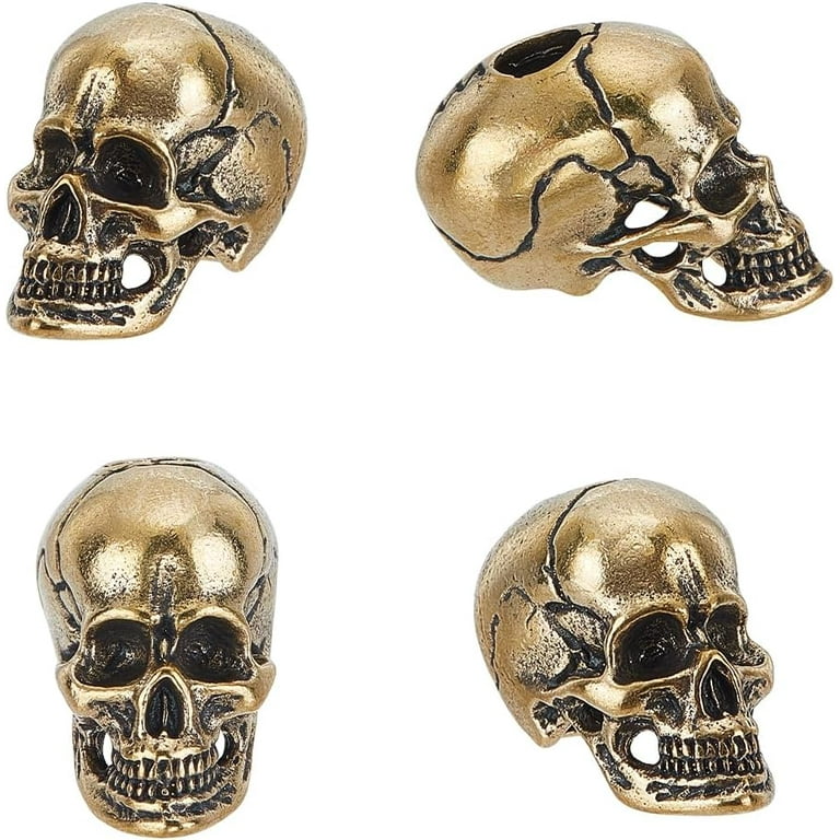 4Pcs Paracord Beads Skull Knife Lanyard Bead Metal Skeleton Head