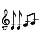 thumbnail image 1 of (Juego de 4) Lámpara de pared negra con notas musicales, 1 of 5