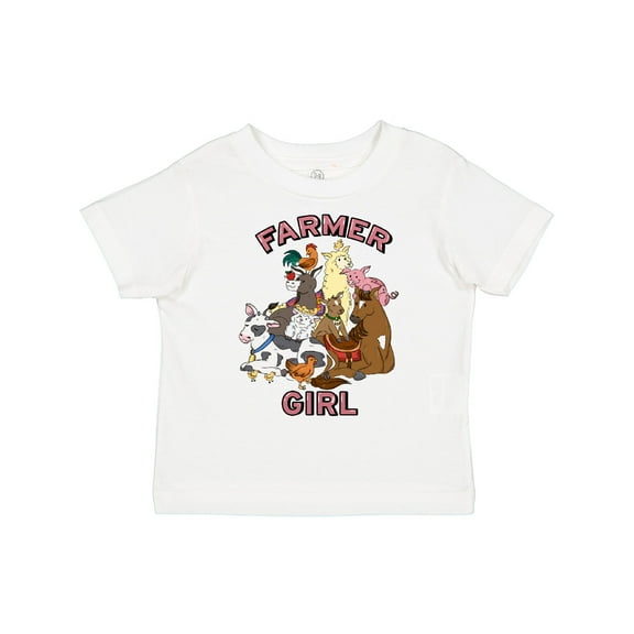 Inktastic Farmer Girl with Happy Farm Animals Boys or Girls Toddler T-Shirt