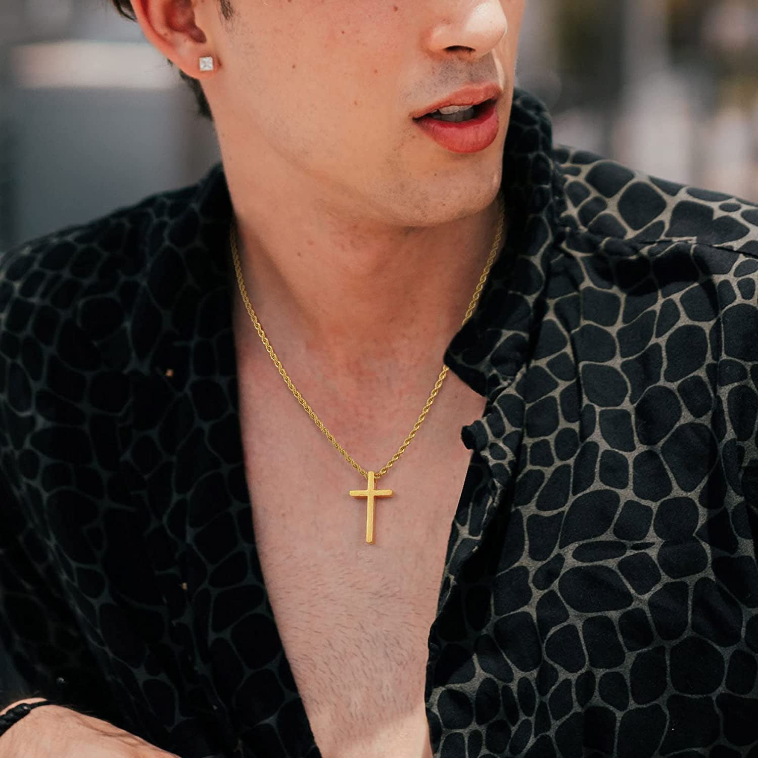 Yooblue 23 Pcs Collier Croix Pour Homme, Argent Noir Maroc