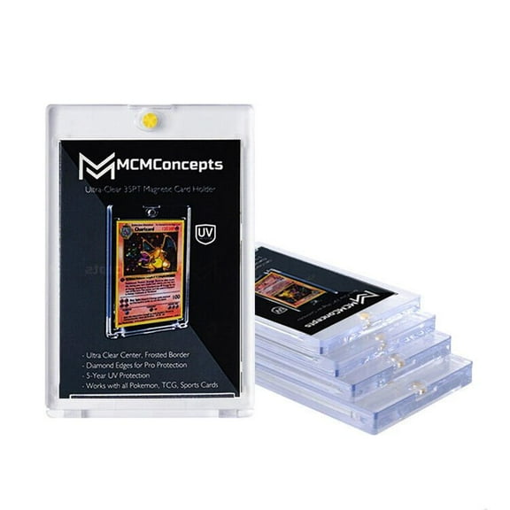 10 Pack Magnetic Trading Sports Card Holders 35pt One-Touch Hard UV Protection