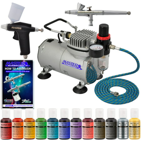 Super Deluxe CAKE DECORATING AIRBRUSH SYSTEM KIT SET w-Compressor 12 Food (Best Airbrush Machine For Cakes)