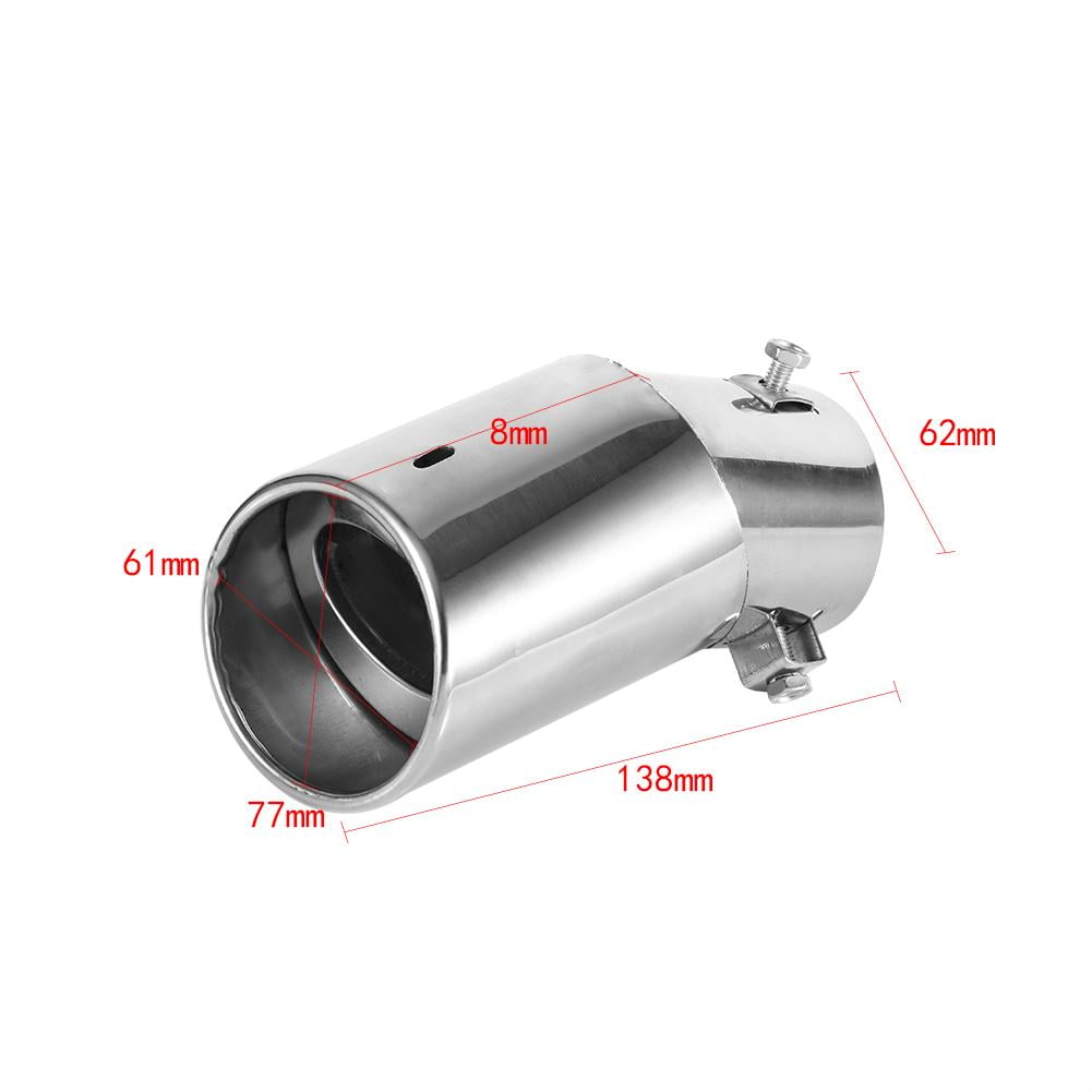 Qiilu 1 Pcs Universal Rear Round Chrome Stainless Steel Auto Exhaust Muffler Tail Pipe Tailpipe