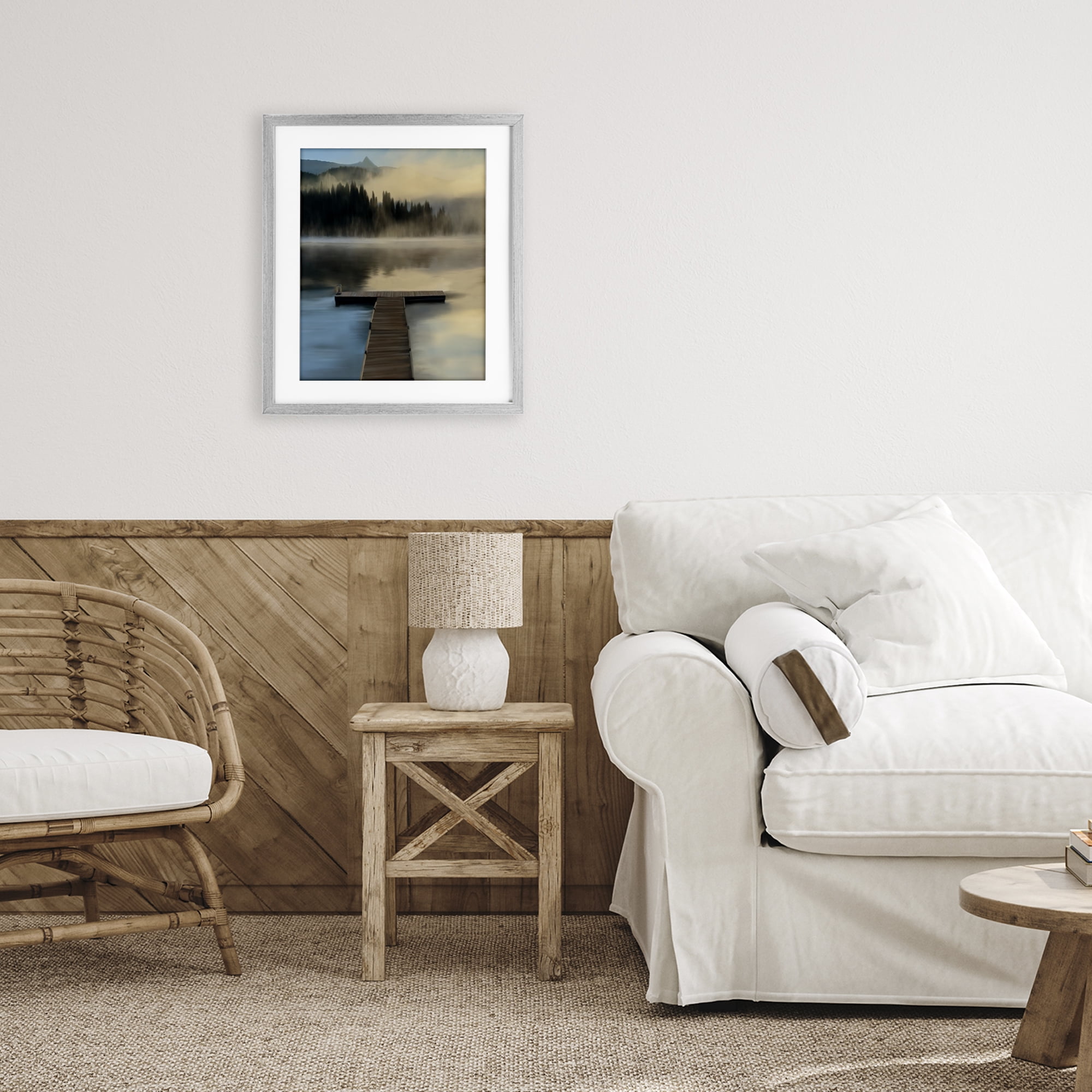Stupell Industries Reflective Lake At Dusk Gray Framed Print Under Glass, design by Renel Peters