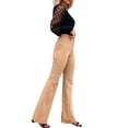 thumbnail image 3 of Seyurigaoka Women Corduroy Flared Pants Solid Color Casual Stretch High Waist Bootcut Bell Bottom Trousers Streetwear, 3 of 5