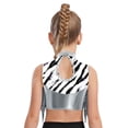 thumbnail image 2 of TiaoBug Kids Girls Dance Crop Top Sleeveless Sparkle Zebra Print Athletic Vest for Gymnastics Stage Performance Silver 12, 2 of 5
