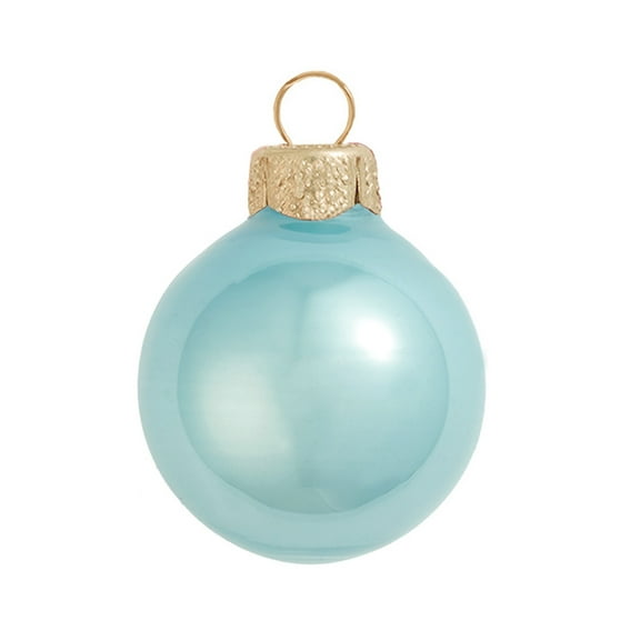 6ct Pearl Baby Blue Glass Ball Christmas Ornaments 4" (100mm)
