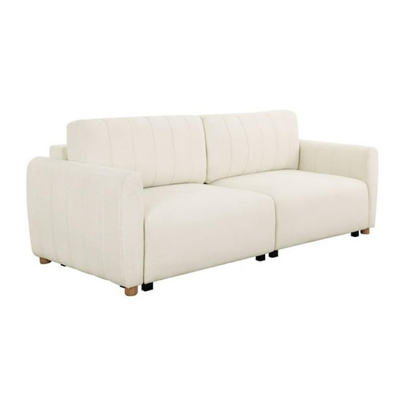 Kingfisher Lane Modern Convertible Sofa in Ivory Fabric Upholstery