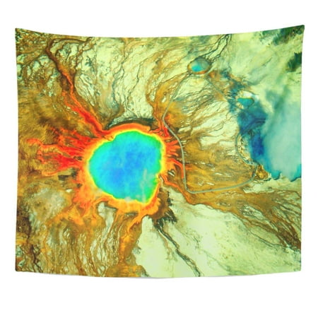 Bird Decor For Home ZEALGNED Bright Rainbow Colored Grand Prismatic Spring in Yellowstone National Park from Aerial Birds Eye View Wall Art Hanging Tapestry Home Decor for Living Room Bedroom Dorm 51x60 inch ()