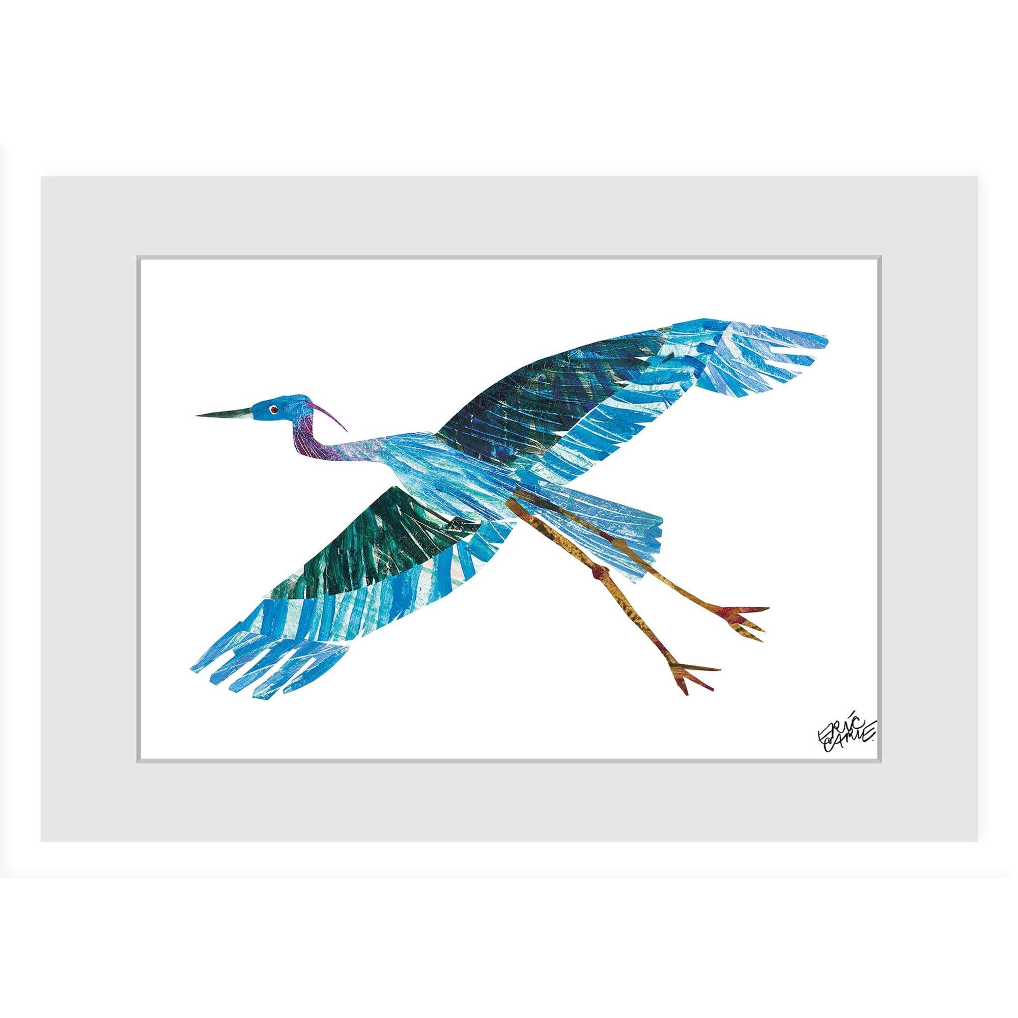 Marmont Hill 'Flying High Blue Heron' by Eric Carle Framed Painting Print