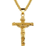 Men's Stainless Steel Jesus Christ Crucifixion Cross Pendant Necklace