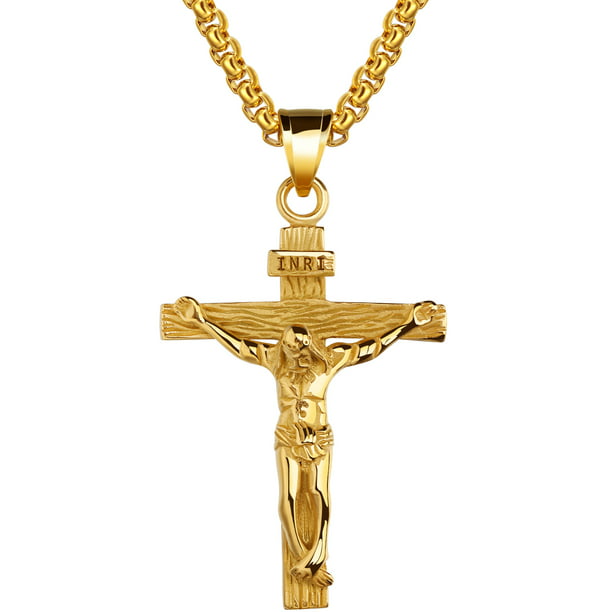 LineAve - Men's Stainless Steel Jesus Christ Crucifixion Cross Pendant ...