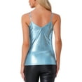 thumbnail image 3 of INSPIRE CHIC Women's Metallic Camisole Spaghetti Straps Backless Tank Tops M Shiny Blue, 3 of 6