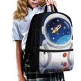 thumbnail image 3 of Uourmeti Astronaut Pattern Spacious Roomy Storage Travel Backpack, 17 Inch Large Capacity School Backpack Trendy Student Bookbag for Men, 3 of 6