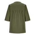 thumbnail image 5 of Jsaierl 3/4 Length Sleeve Cotton Linen Tops for Women Summer Button Up Round Neck Shirts Fashion Solid Ladies Blouses Classic Vacation T-shirts Top S-2XL, 5 of 7