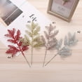 thumbnail image 2 of 5pcs Christmas Glitter Leaves Simulated Tree Branch DIY  Tree Wreath Hanging Decor Pendant Scrapbooking for Home, 2 of 9