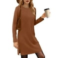 thumbnail image 1 of UVN Vestidos para Mujer Otoño Invierno Manga Larga Cuello Redondo Casual Jersey Sudadera Vestido con Abertura Lateral, 1 of 8