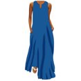 thumbnail image 3 of Wedding Guest Dresses for Women,Clearance Women's Fashion Summer Sleeveless Solid V-Neck Pocket Long Dress Sleeveless V-Neck Dress, 3 of 5