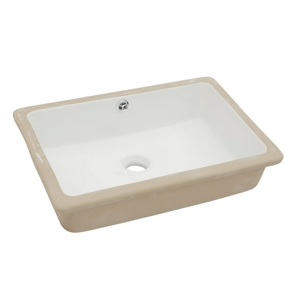 18"x12"×8.25" White Ceramic Rectangular Undermount Bathroom Sink with Overflow