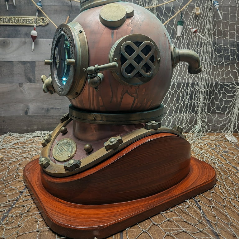 Wooden Scuba Dive Helmet Stand US Military Diving Gear Holder Home Office Decor Wooden Scuba Dive Helmet Stand US Military Diving Gear Holder Home Office Decor