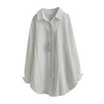 Kaemgyyd Plus Size Shirts for Women Classic Button down Solid color tops Casual Loose Long Sleeve outfit